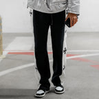 Cross Contrast Print Pocket Flared Trousers