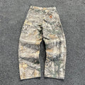Camouflage pants tree branches distressed wide-leg loose straight jeans