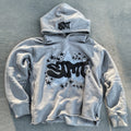 statement street style star print hoodie
