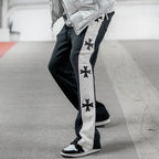 Cross Contrast Print Pocket Flared Trousers