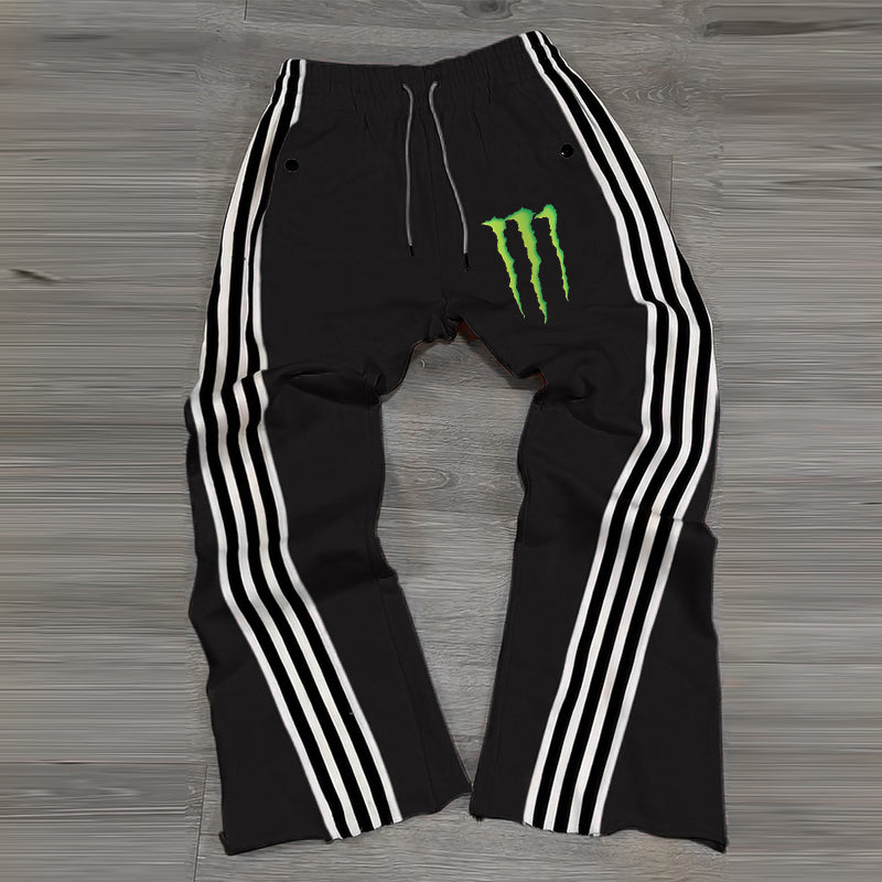 Striped casual contrast trousers