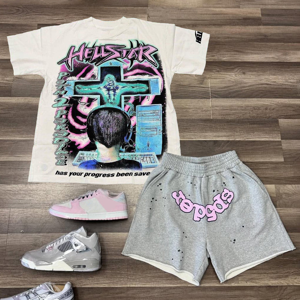 The Brain Print T-shirt Shorts Two-Piece Set