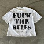 Casual round neck cropped printed T-shirt