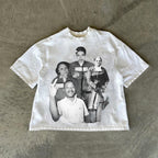 Casual round neck cropped printed T-shirt