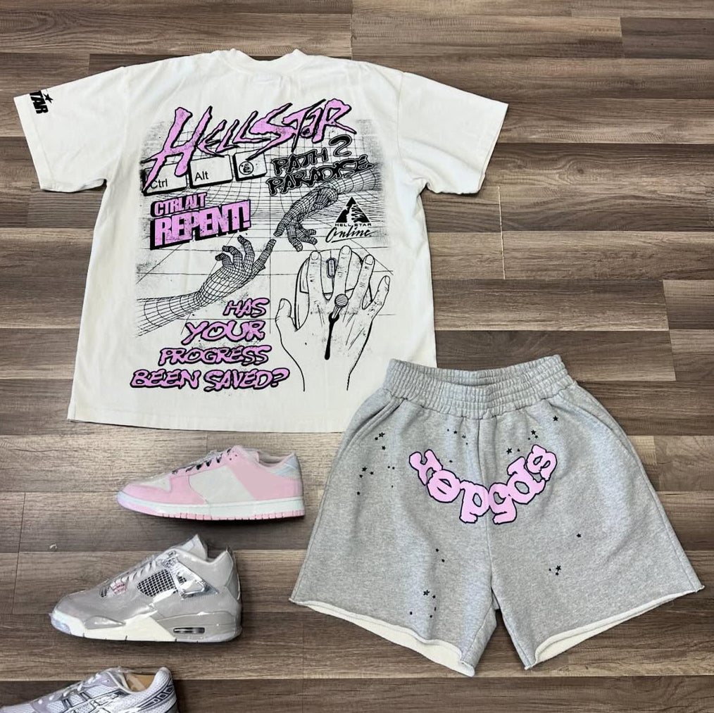 The Brain Print T-shirt Shorts Two-Piece Set
