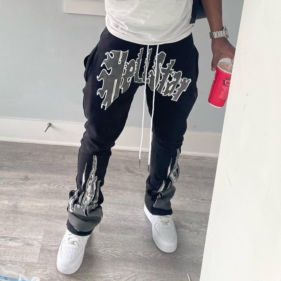 Fashion Hellstar Print Flared Trousers