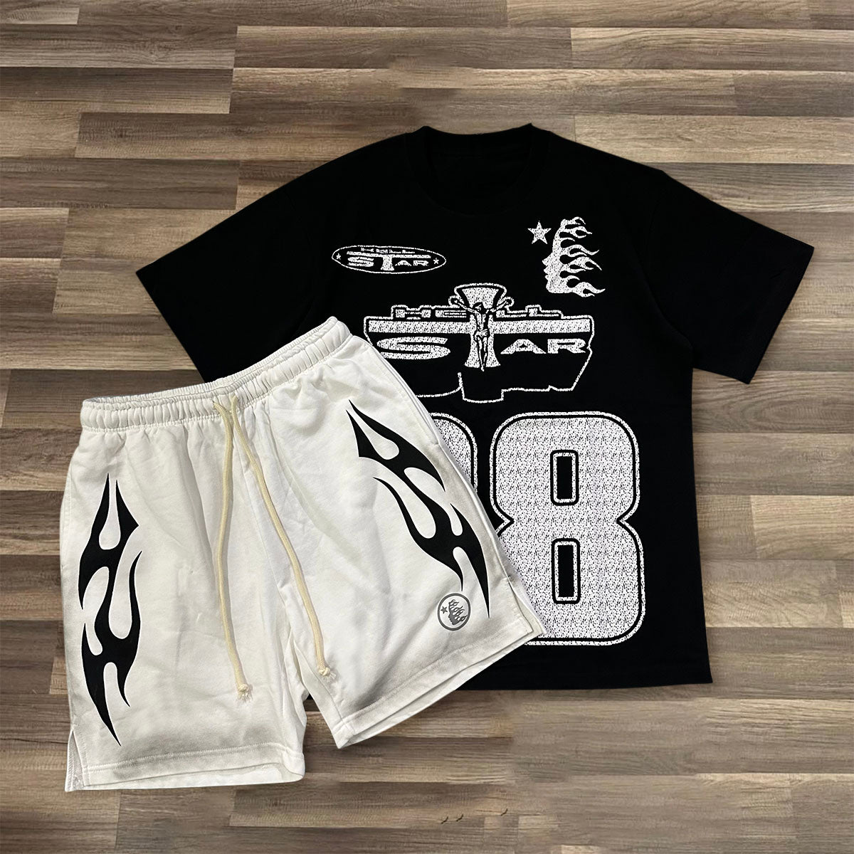 No.08 Star Print T-shirt Shorts Two-Piece Set